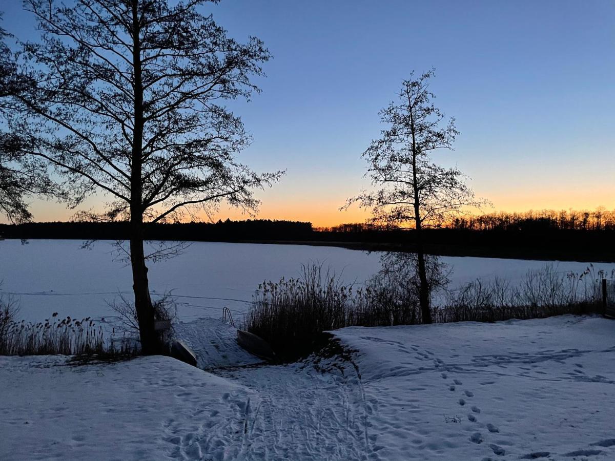 5 Sterne-Ferienhaus Eisvogel Am See Mit Sauna Und Kamin Krakow am See Bagian luar foto